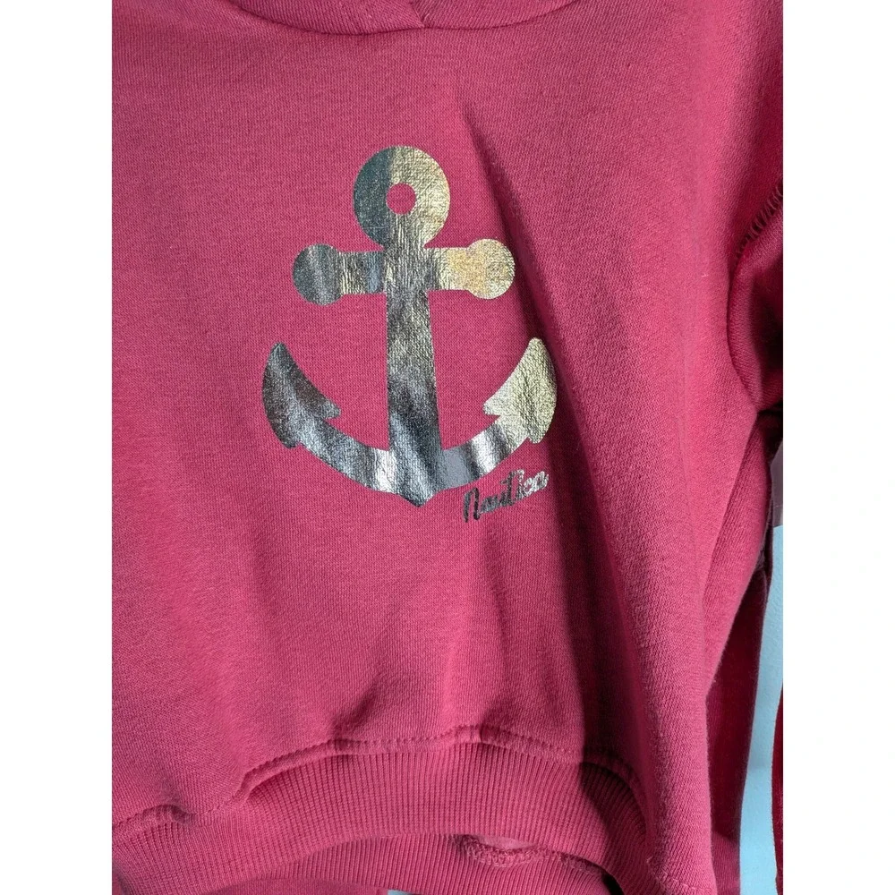 Nautica Girls 3T Raspberry Pink Anchor Graphic Hoodie and Jogger 2-Piece Set NEW